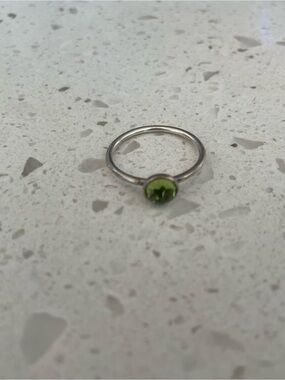 Pandora Silver Ring with Green Gem